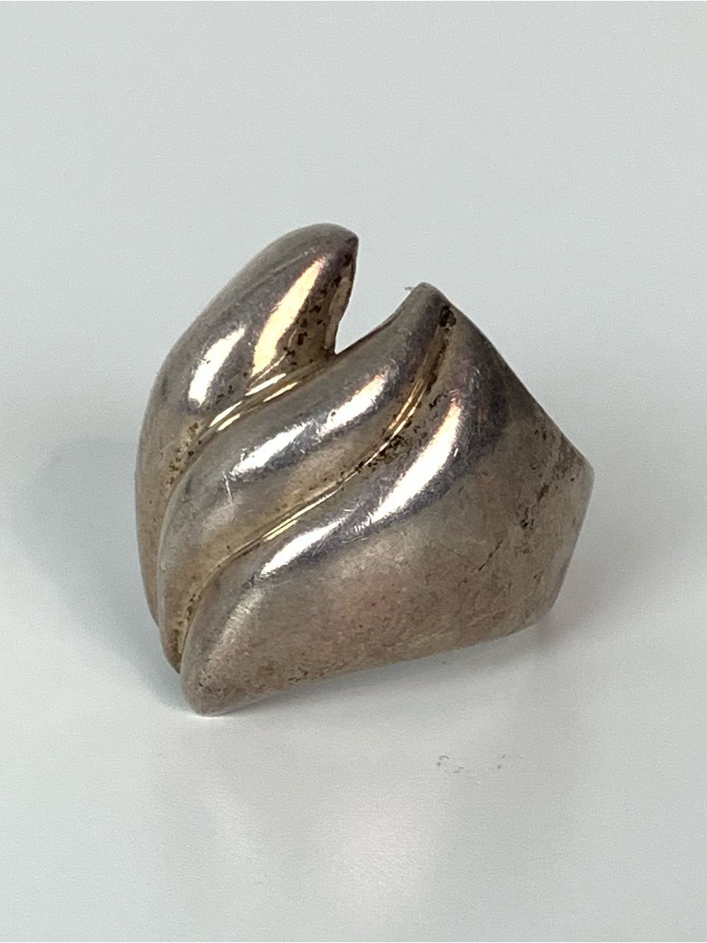 Sterling Silver Ring Abstract Minimalist Sz 8 Taxco Mexico 925 Vtg Bold Waves